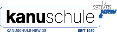 Logo der Kanuschule NRW mit Schriftzug „kanuschule“ und dem Zusatz „SEIT 1980“ und einem Kanu-Symbol.