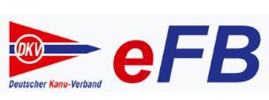 Logo des Deutschen Kanu-Verbandes mit der Abkürzung eFB und einer roten Flagge.