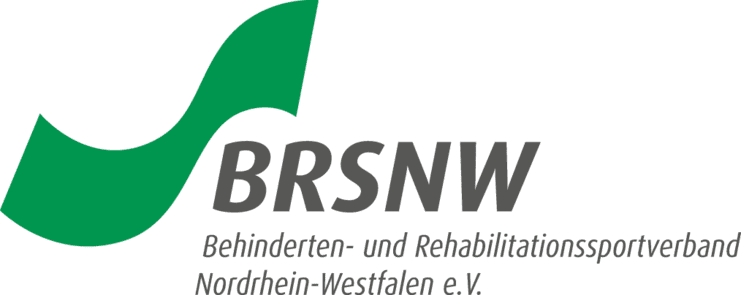 Logo des BRSNW (Behinderten- und Rehabilitationssportverband Nordrhein-Westfalen e.V.) in Grün und Grau.