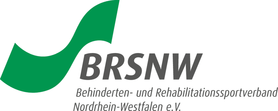 Logo des BRSNW (Behinderten- und Rehabilitationssportverband Nordrhein-Westfalen e.V.) in Grün und Grau.