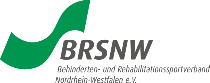 Logo des BRSNW (Behinderten- und Rehabilitationssportverband Nordrhein-Westfalen e.V.) in Grün und Grau.