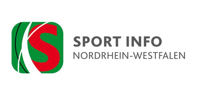 Logo von Sport Info Nordrhein-Westfalen mit rotem „S“ auf grünem Hintergrund und grauem Text daneben.