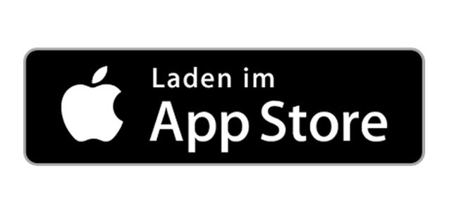 Schwarzes Banner mit weißem Text „Laden im App Store“ und Apple-Logo.